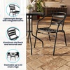 image:imageFlash Furniture Aluminum Slat Back Stacking Outdoor Restaurant Chairs Modern Stackable Patio Chairs for Restaurants Set of 4 BlackBlack