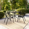 image:imageFlash Furniture Aluminum Slat Back Stacking Outdoor Restaurant Chairs Modern Stackable Patio Chairs for Restaurants Set of 4 BlackBlack
