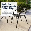image:imageFlash Furniture Aluminum Slat Back Stacking Outdoor Restaurant Chairs Modern Stackable Patio Chairs for Restaurants Set of 4 BlackBlack