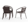 image:imageFlash Furniture Aluminum Slat Back Stacking Outdoor Restaurant Chairs Modern Stackable Patio Chairs for Restaurants Set of 4 BlackBronze