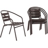 image:imageFlash Furniture Aluminum Slat Back Stacking Outdoor Restaurant Chairs Modern Stackable Patio Chairs for Restaurants Set of 4 BlackBronze
