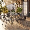 image:imageFlash Furniture Aluminum Slat Back Stacking Outdoor Restaurant Chairs Modern Stackable Patio Chairs for Restaurants Set of 4 BlackBronze