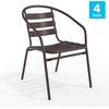 image:imageFlash Furniture Aluminum Slat Back Stacking Outdoor Restaurant Chairs Modern Stackable Patio Chairs for Restaurants Set of 4 BlackBronze