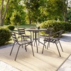 image:imageFlash Furniture Aluminum Slat Back Stacking Outdoor Restaurant Chairs Modern Stackable Patio Chairs for Restaurants Set of 4 BlackBronze