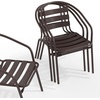image:imageFlash Furniture Aluminum Slat Back Stacking Outdoor Restaurant Chairs Modern Stackable Patio Chairs for Restaurants Set of 4 BlackBronze