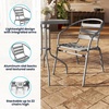 image:imageFlash Furniture Aluminum Slat Back Stacking Outdoor Restaurant Chairs Modern Stackable Patio Chairs for Restaurants Set of 4 BlackSilver