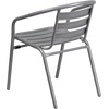 image:imageFlash Furniture Aluminum Slat Back Stacking Outdoor Restaurant Chairs Modern Stackable Patio Chairs for Restaurants Set of 4 BlackSilver