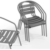image:imageFlash Furniture Aluminum Slat Back Stacking Outdoor Restaurant Chairs Modern Stackable Patio Chairs for Restaurants Set of 4 BlackSilver