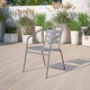 image:imageFlash Furniture Aluminum Slat Back Stacking Outdoor Restaurant Chairs Modern Stackable Patio Chairs for Restaurants Set of 4 BlackSilver