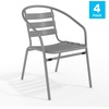 image:imageFlash Furniture Aluminum Slat Back Stacking Outdoor Restaurant Chairs Modern Stackable Patio Chairs for Restaurants Set of 4 BlackSilver