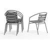 image:imageFlash Furniture Aluminum Slat Back Stacking Outdoor Restaurant Chairs Modern Stackable Patio Chairs for Restaurants Set of 4 BlackSilver