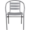 image:imageFlash Furniture Aluminum Slat Back Stacking Outdoor Restaurant Chairs Modern Stackable Patio Chairs for Restaurants Set of 4 BlackSilver
