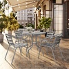 image:imageFlash Furniture Aluminum Slat Back Stacking Outdoor Restaurant Chairs Modern Stackable Patio Chairs for Restaurants Set of 4 BlackSilver