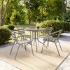 image:imageFlash Furniture Aluminum Slat Back Stacking Outdoor Restaurant Chairs Modern Stackable Patio Chairs for Restaurants Set of 4 BlackSilver