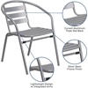 image:imageFlash Furniture Aluminum Slat Back Stacking Outdoor Restaurant Chairs Modern Stackable Patio Chairs for Restaurants Set of 4 BlackSilver