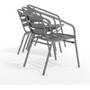 image:imageFlash Furniture Aluminum Slat Back Stacking Outdoor Restaurant Chairs Modern Stackable Patio Chairs for Restaurants Set of 4 BlackSilver