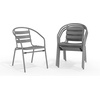 image:imageFlash Furniture Aluminum Slat Back Stacking Outdoor Restaurant Chairs Modern Stackable Patio Chairs for Restaurants Set of 4 BlackSilver