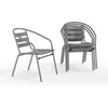 image:imageFlash Furniture Aluminum Slat Back Stacking Outdoor Restaurant Chairs Modern Stackable Patio Chairs for Restaurants Set of 4 BlackSilver