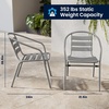image:imageFlash Furniture Aluminum Slat Back Stacking Outdoor Restaurant Chairs Modern Stackable Patio Chairs for Restaurants Set of 4 BlackSilver