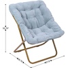image:imageFlash Furniture Archer Saucer Chair with Folding Steel Frame Portable Oversized Saucer Chair for Dorm or Bedroom 28 Dusty Aqua Faux FurSoft Gold FrameAqua FabricSoft Gold Frame