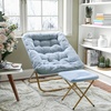 image:imageFlash Furniture Archer Saucer Chair with Folding Steel Frame Portable Oversized Saucer Chair for Dorm or Bedroom 28 Dusty Aqua Faux FurSoft Gold FrameAqua FabricSoft Gold Frame