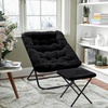 image:imageFlash Furniture Archer Saucer Chair with Folding Steel Frame Portable Oversized Saucer Chair for Dorm or Bedroom 28 Dusty Aqua Faux FurSoft Gold FrameBlack FabricBlack Frame