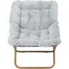 image:imageFlash Furniture Archer Saucer Chair with Folding Steel Frame Portable Oversized Saucer Chair for Dorm or Bedroom 28 Dusty Aqua Faux FurSoft Gold FrameGray FabricSoft Gold Frame