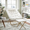 image:imageFlash Furniture Archer Saucer Chair with Folding Steel Frame Portable Oversized Saucer Chair for Dorm or Bedroom 28 Dusty Aqua Faux FurSoft Gold FrameIvory Faux Shearling FabricSoft Gold Frame