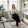 image:imageFlash Furniture Archer Saucer Chair with Folding Steel Frame Portable Oversized Saucer Chair for Dorm or Bedroom 28 Dusty Aqua Faux FurSoft Gold FrameGray FabricSoft Gold Frame