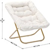 image:imageFlash Furniture Archer Saucer Chair with Folding Steel Frame Portable Oversized Saucer Chair for Dorm or Bedroom 28 Dusty Aqua Faux FurSoft Gold FrameIvory Faux Shearling FabricSoft Gold Frame