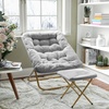 image:imageFlash Furniture Archer Saucer Chair with Folding Steel Frame Portable Oversized Saucer Chair for Dorm or Bedroom 28 Dusty Aqua Faux FurSoft Gold FrameGray FabricSoft Gold Frame