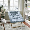 image:imageFlash Furniture Archer Saucer Chair with Folding Steel Frame Portable Oversized Saucer Chair for Dorm or Bedroom 28 Dusty Aqua Faux FurSoft Gold FrameAqua FabricSoft Gold Frame