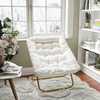 image:imageFlash Furniture Archer Saucer Chair with Folding Steel Frame Portable Oversized Saucer Chair for Dorm or Bedroom 28 Dusty Aqua Faux FurSoft Gold FrameIvory Faux Shearling FabricSoft Gold Frame