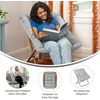 image:imageFlash Furniture Archer Saucer Chair with Folding Steel Frame Portable Oversized Saucer Chair for Dorm or Bedroom 28 Dusty Aqua Faux FurSoft Gold FrameGray FabricSoft Gold Frame