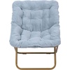 image:imageFlash Furniture Archer Saucer Chair with Folding Steel Frame Portable Oversized Saucer Chair for Dorm or Bedroom 28 Dusty Aqua Faux FurSoft Gold FrameAqua FabricSoft Gold Frame