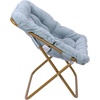 image:imageFlash Furniture Archer Saucer Chair with Folding Steel Frame Portable Oversized Saucer Chair for Dorm or Bedroom 28 Dusty Aqua Faux FurSoft Gold FrameAqua FabricSoft Gold Frame