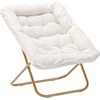 image:imageFlash Furniture Archer Saucer Chair with Folding Steel Frame Portable Oversized Saucer Chair for Dorm or Bedroom 28 Dusty Aqua Faux FurSoft Gold FrameIvory Faux Shearling FabricSoft Gold Frame