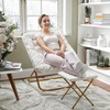 image:imageFlash Furniture Archer Saucer Chair with Folding Steel Frame Portable Oversized Saucer Chair for Dorm or Bedroom 28 Dusty Aqua Faux FurSoft Gold FrameIvory Faux Shearling FabricSoft Gold Frame