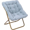 image:imageFlash Furniture Archer Saucer Chair with Folding Steel Frame Portable Oversized Saucer Chair for Dorm or Bedroom 28 Dusty Aqua Faux FurSoft Gold FrameAqua FabricSoft Gold Frame