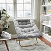 image:imageFlash Furniture Archer Saucer Chair with Folding Steel Frame Portable Oversized Saucer Chair for Dorm or Bedroom 28 Dusty Aqua Faux FurSoft Gold FrameGray FabricSoft Gold Frame