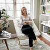 image:imageFlash Furniture Archer Saucer Chair with Folding Steel Frame Portable Oversized Saucer Chair for Dorm or Bedroom 28 Dusty Aqua Faux FurSoft Gold FrameIvory Faux Shearling FabricSoft Gold Frame