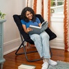 image:imageFlash Furniture Archer Saucer Chair with Folding Steel Frame Portable Oversized Saucer Chair for Dorm or Bedroom 28 Dusty Aqua Faux FurSoft Gold FrameBlack FabricBlack Frame