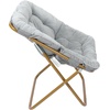 image:imageFlash Furniture Archer Saucer Chair with Folding Steel Frame Portable Oversized Saucer Chair for Dorm or Bedroom 28 Dusty Aqua Faux FurSoft Gold FrameGray FabricSoft Gold Frame