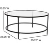 image:imageFlash Furniture Astoria Collection Round Coffee Table  Modern Clear Glass Coffee Table  Matte Gold FrameClear TopMatte Black Frame