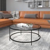 image:imageFlash Furniture Astoria Collection Round Coffee Table  Modern Clear Glass Coffee Table  Matte Gold FrameClear TopMatte Black Frame