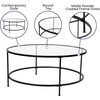 image:imageFlash Furniture Astoria Collection Round Coffee Table  Modern Clear Glass Coffee Table  Matte Gold FrameClear TopMatte Black Frame