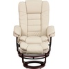 image:imageFlash Furniture Bali Contemporary MultiPosition LeatherSoft Recliner Chair with Ottoman 360Degree Swivel Recliner ChairOttoman Set BeigeBeige