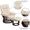 image:imageFlash Furniture Bali Contemporary MultiPosition LeatherSoft Recliner Chair with Ottoman 360Degree Swivel Recliner ChairOttoman Set BeigeBeige