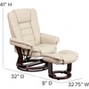 image:imageFlash Furniture Bali Contemporary MultiPosition LeatherSoft Recliner Chair with Ottoman 360Degree Swivel Recliner ChairOttoman Set BeigeBeige