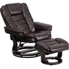 image:imageFlash Furniture Bali Contemporary MultiPosition LeatherSoft Recliner Chair with Ottoman 360Degree Swivel Recliner ChairOttoman Set BeigeBrown